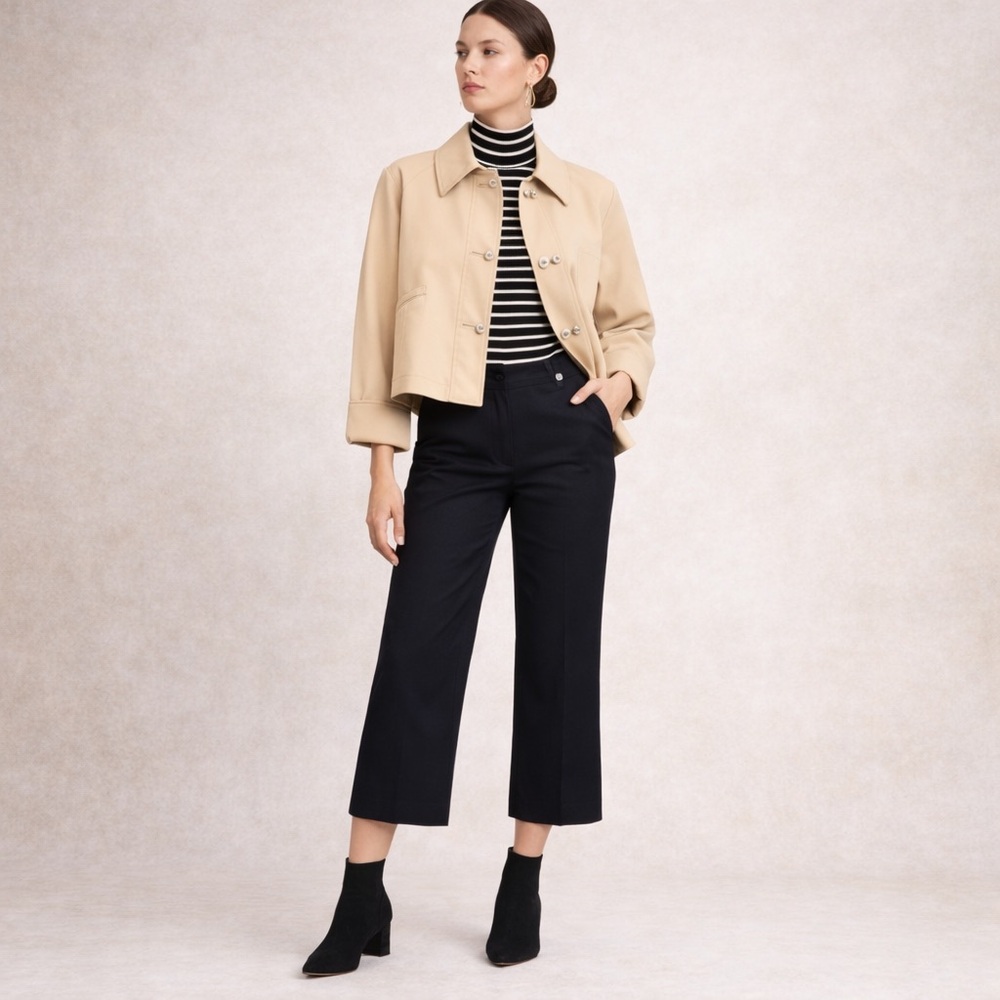 Derek Lam 10 Crosby‎ Black Sailor Button Wide Leg Pants Size 2 Designer Nautical